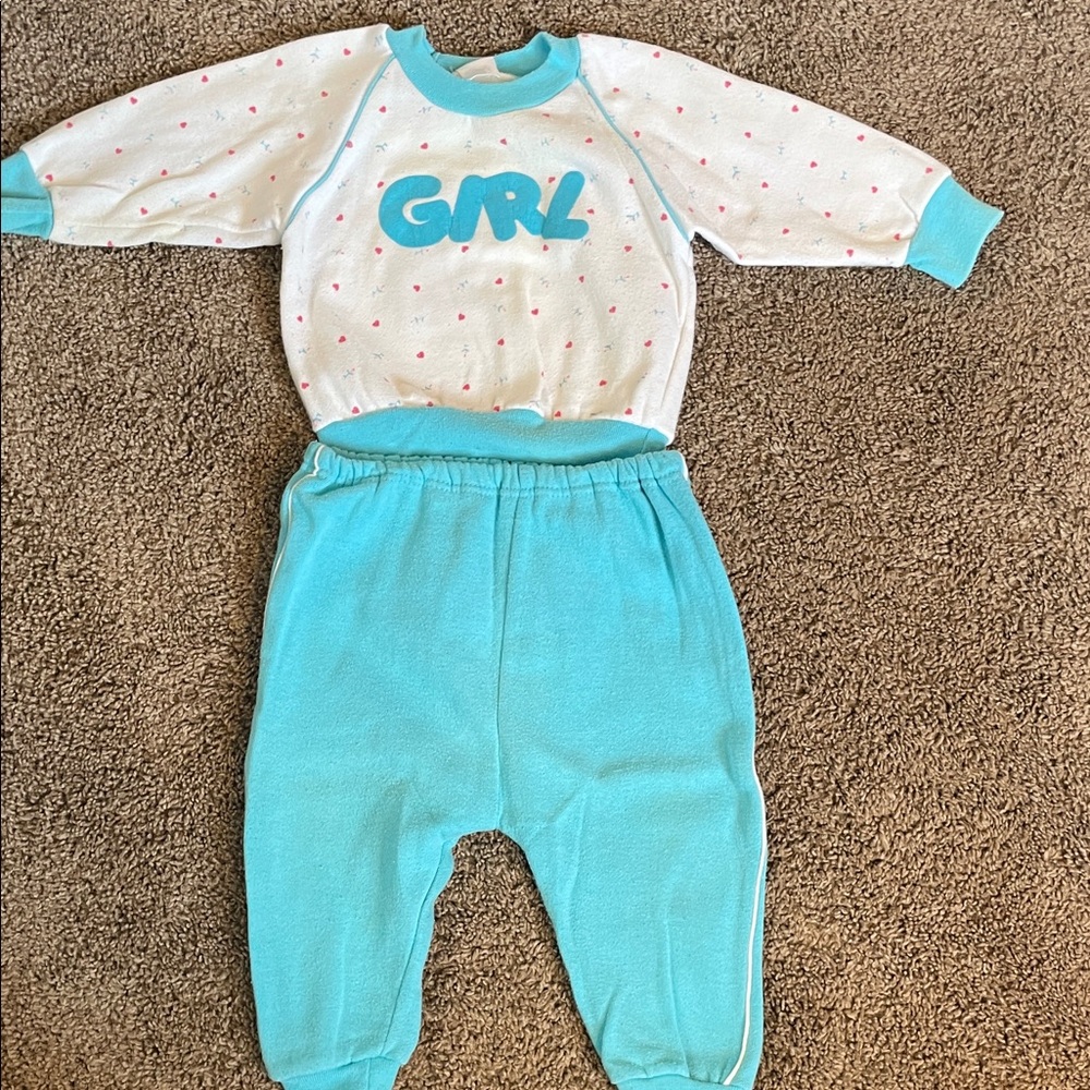 Vintage Blue and White Baby Outfit
